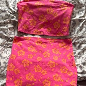 #180 Garage tropical tube top and skirt set